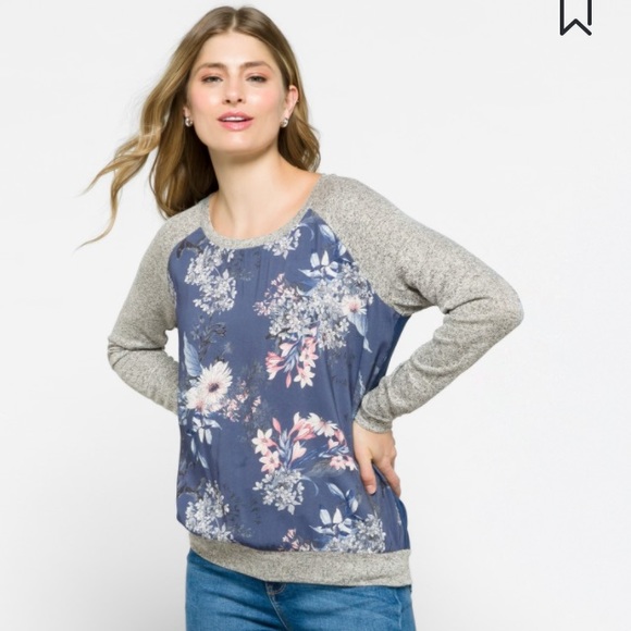 KUT FROM THE KLOTH Benter Mixed Material Top blue pink spring floral L - Picture 2 of 8